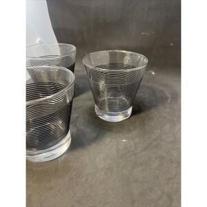 3 Highball Glasses Black Rings 4"‎